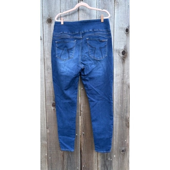 Seven7 Tummy Toner Blue Wash Denim Skinny Jeans Women Size 14 Elastic Waist - Picture 2 of 10